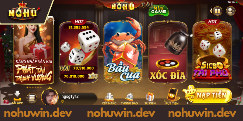 Giới thiệu game tài xỉu online NOHUWIN
