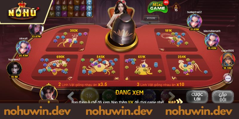 Hướng dẫn chơi game bầu cua NOHUWIN