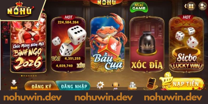 Trang chủ Xóc đĩa NOHUWIN thu hút đông đảo người chơi